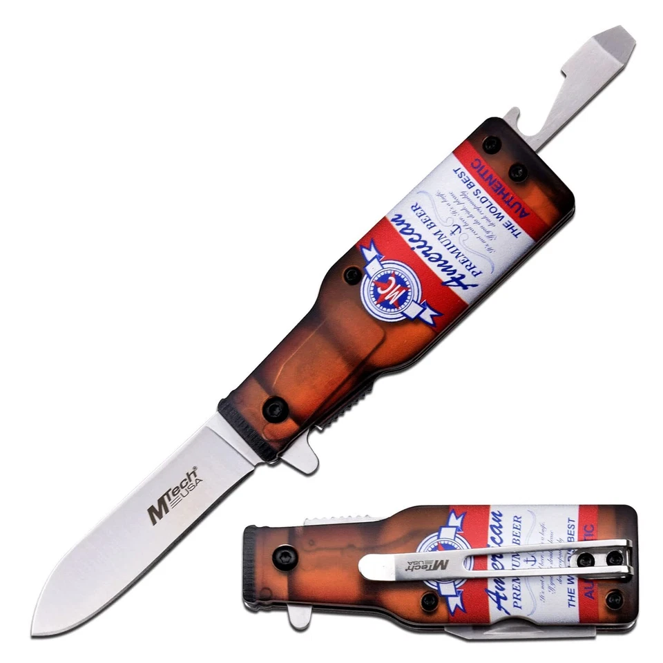 MTech Bottle Liner 3Cr13 Stainless Blade Red ABS Handle Pocket Knife - MT-A1195A