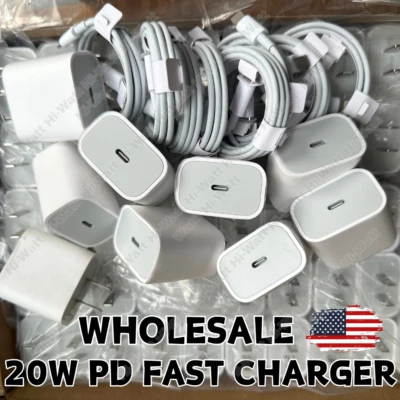 20W PD Fast Charger Type C Wall Charge Cube Cable For iPhone 16 15 14 13 12 Lot - Image 1 of 4