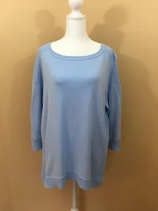 T by Talbots 3/4 Sleeve Lightweight Ribbed Mix Tunic Sweater Light Blue - Sz 1XP - Picture 1 of 9