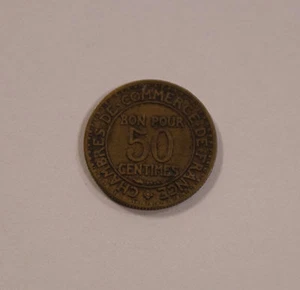 50 Centimes France France 1923 Commerce Industrial Coin - Picture 1 of 2