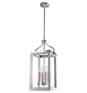 Eglo 203297A Westbury 4-Light Brushed Nickel with Painted Grey Driftwood Pendant - Picture 1 of 3