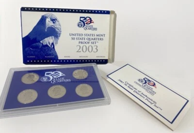 2003 United States Mint 50 State Quarters Proof Set 5 Coins + COA - Image 1 of 4