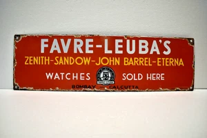 Vintage Favre-Leuba'S Watches Sign Board Porcelain Enamel John Barrel Eterna "3 - Picture 1 of 6