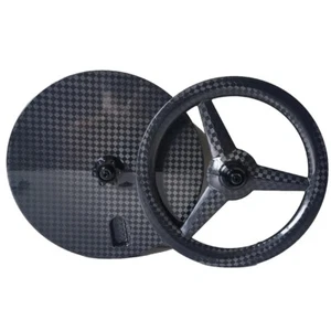 Lightweight Carbon Disc Wheelset 16in 349 3-Spokes Disc Brake 25mm Width - Picture 1 of 19