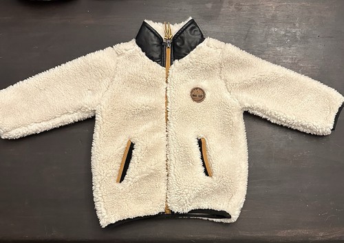 OFF WHITE Giacca pile sherpa bambino Timberland 12m panna zip unisex genere neutro