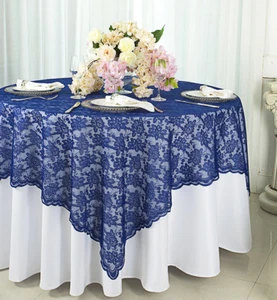 Wedding Linens Inc. 72" Square Lace Table Overlays Toppers Tablecloths Linens - Picture 1 of 27