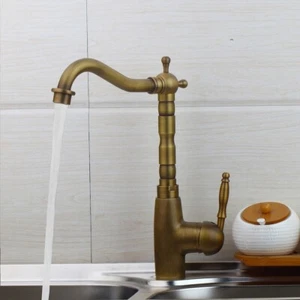 Grifo antiguo de latón mango individual recipiente fregadero lavabo grifo de latón - Imagen 1 de 8
