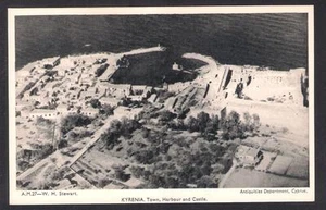 KYRENIA Town, Harbour and Castle by CYPRUS Antiquities Depart. 1940s POSTCARD - Picture 1 of 2