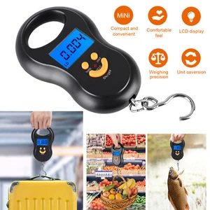 Digital LCD Fish Scale Postal Hanging Hook Luggage Weight Mini Portable 110lb US - Picture 1 of 10