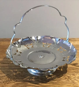 Vintage Chrome Plated Cake Plate/Stand With Handle - Picture 1 of 12