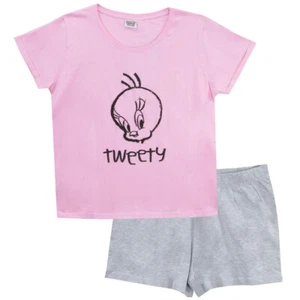 Looney Tunes Schlafanzug Pyjama Tweety 2tlg. Shorty Größen: 40/42 44/46 48/50 - Bild 1 von 3