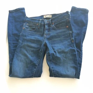 Jeans skinny Madewell 8" vita alta blu denim W 27 con cuciture interne 29 #4 - Foto 1 di 14