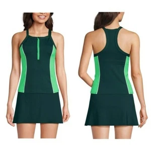 Costume da bagno Lands end collo alto zip davanti racerback tankini top 10 - Foto 1 di 4