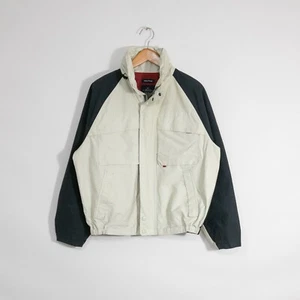 Nautica Sailing Boat Jacket Mens Medium - Distressed Retractable Hood Colorblock - Picture 1 of 8
