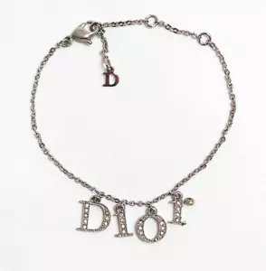 Christian Dior Armband Logo Silber Diamanten Kristall Buchstaben Monogramm Vintage - Bild 1 von 5