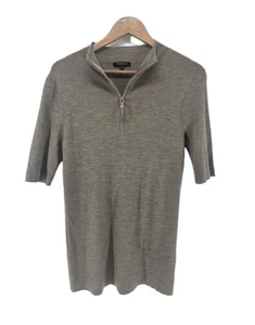 Lafayette 148 Damen hellbraun gerippt Wolle halber Reißverschluss Pullover Ellbogenärmel Medium - Bild 1 von 5