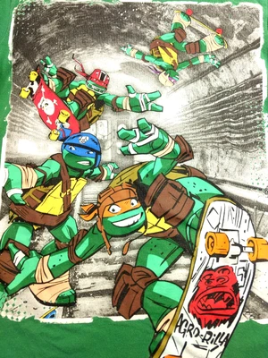 Ninja Turtles Skateboarding All Over Print T-shirt UNISEX Youth Size Small 7-8 - Image 1 of 4