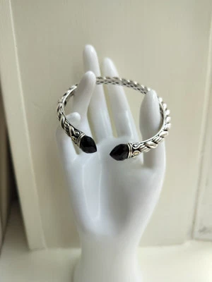 Jai Sterling Silver And 14kt Gold Cuff Bracelet Onyx Stone - Image 1 of 4