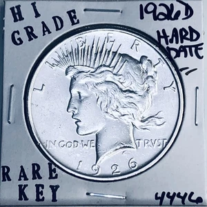 1926 D PEACE SILVER DOLLAR HI GRADE GENUINE U.S. MINT RARE KEY COIN 4446 - Picture 1 of 3