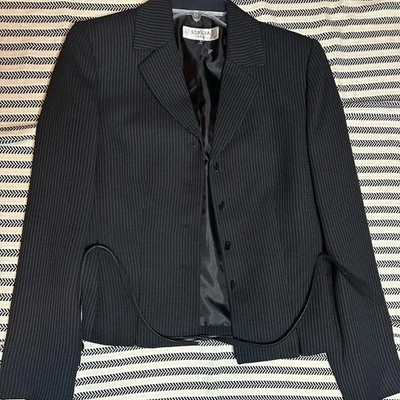 Conjunto blazer y falda para mujer Stresa ASL negro a rayas talla 4 Foto 1 de 4