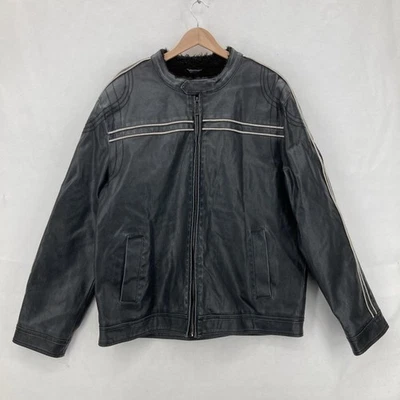 Buckle BKE Jacket Mens Extra Large Black Faux Leather Sherpa Lined Moto Biker - Image 1 of 4