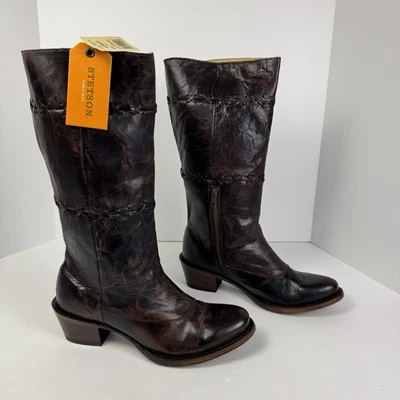 NUEVO EN CAJA Botas occidentales Stetson Blythe para mujer de cuero marrón talla 11 punta redonda 12-021  Foto 1 de 4