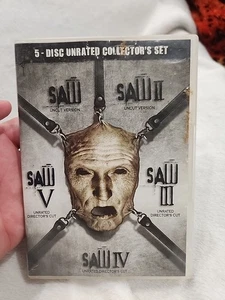 SAW Unrated Collector's Set (DVD, 2008, 5 DISCS) 1 2 3 4 5 I II III IV V Works - Imagen 1 de 8