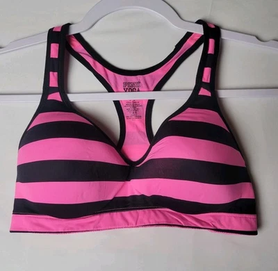 Sujetador deportivo Victoria's Secret ROSA Yoga para mujer pequeño rosa y negro Foto 1 de 3