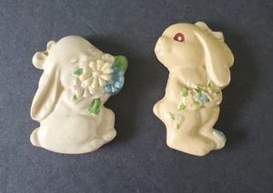Juego de 2 imanes de nevera vintage de resina Bunny Rabbit Taiwán - Imagen 1 de 3