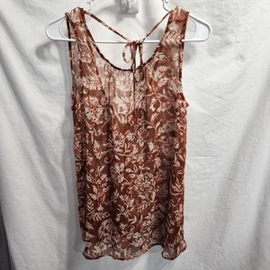 A. Glow ärmellose Umstandsbluse Damen mittelbraun geblümt durchsichtig - Bild 1 von 8