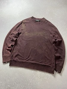 DIESEL DISTRESSED S-BAY ZIP SWEATSHIRT MEN'S BURGUNDY - Picture 1 of 10