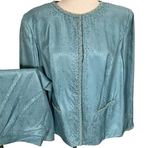 Adrianna Papell Rock Anzug Damen 16W Rotkehlchen Ei blau Seide verziert formell - Bild 1 von 15