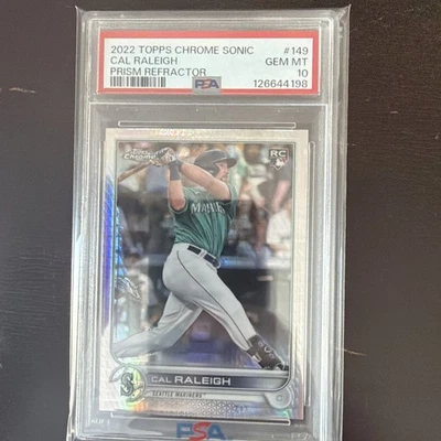 2022 Topps Chrome Sonic Cal Raleigh Prism Refractor Psa 10 POP 10 - Image 1 of 3