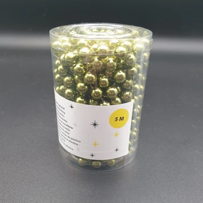 Perlenkette, Perlenband, Girlande, Weihnachtsbaumdeko, Grün, Hellgrün, 5m - Bild 1 von 3