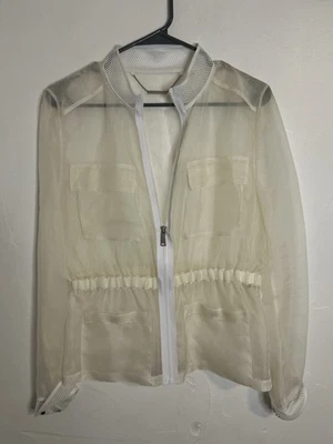 Elie Tahari White  See through Jacket/ Windbreaker Size Medium - Image 1 of 4