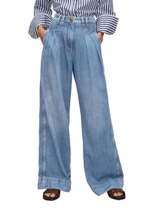 Women's High Waisted Wide Leg Jeans Baggy Mom Casual Denim Pants Light Blue - Picture 1 of 7