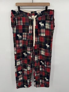 Vintage ABERCROMBIE & FITCH Patchwork Lounge Flannel Moose Pants Men's Medium - Picture 1 of 5