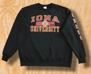 CHAMPION IONA UNIVERSITY COLLEGE GAELS MENS LARGE BLACK CREW NECK SWEAT SHIRT - Picture 1 of 11