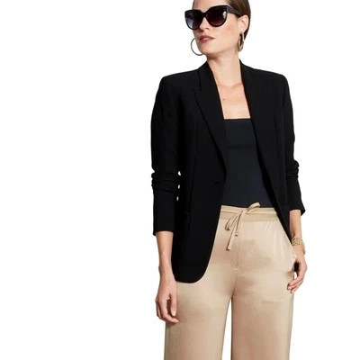 Elie Tahari Wendy Jacket Black Single Button Blazer Size Eight $398 - Image 1 of 4