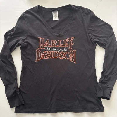 Harley Davidson женщин V шеи футболка XL длинным рукавом новый Ричмонд, Wi 2 стороны - Изображение 1 из 4