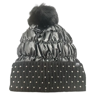 Justin Gregory Pom Pom Beanie With  Stud Accents In Black - Image 1 of 2