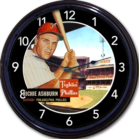 Richie Ashburn Phillies Baseball Card Wall Clock Connie Mack Shibe Park Whiz Kid Cover