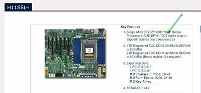 Supermicro h11ssl-i motherboard interface sp3 version 2.0. Support epyc7001/7002 - Image 1 of 4