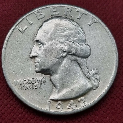 1942 D Washington Quarter 25c High Grade UNC - BU #42037 Cover
