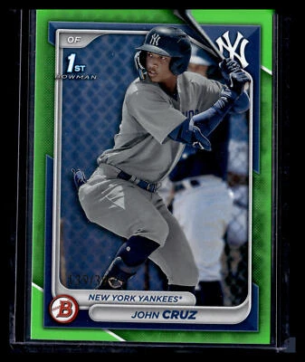 2024 Bowman #BP-77 John Cruz Prospects Neon Green - Image 1 of 2
