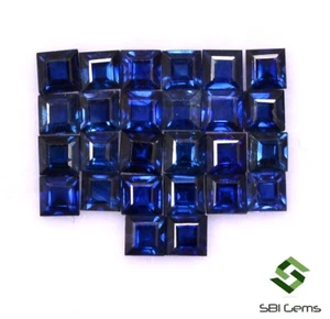 2.25 mm Natural Blue Sapphire Square Cut Lot 26 Pcs Faceted Loose Gemstones - Picture 1 of 4