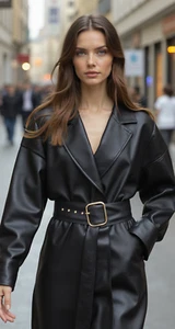 Donna Nero extra Lungo Tessuto Cintura Oro Metallo Fibbia Regalo XS S - Picture 1 of 35