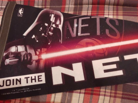 BROOKLYN NETS STARS WARS DARTH VADAR PENNANT BNWT NBA Cover