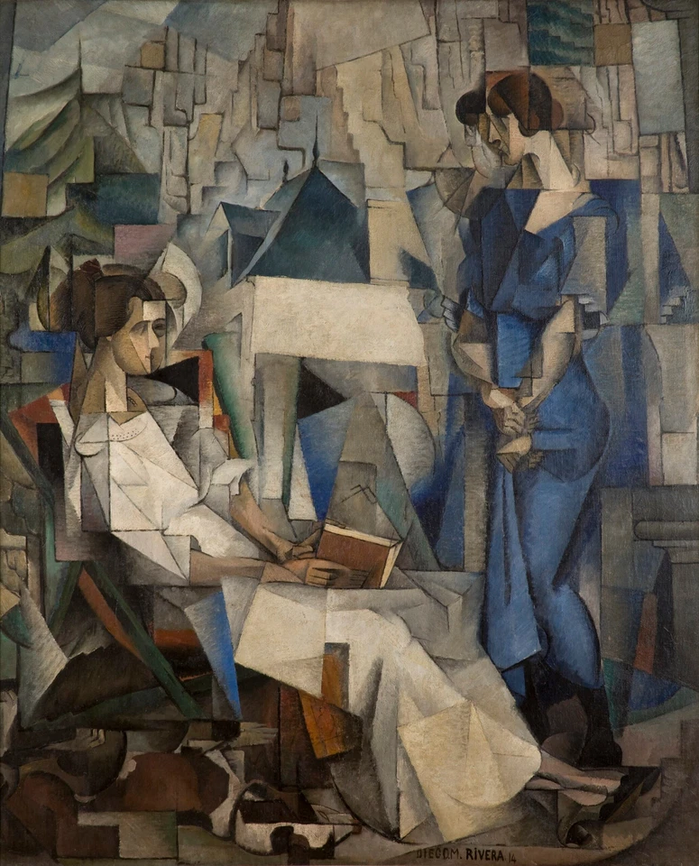 Diego Rivera - Dos Mujeres, Dos Mujeres (1914) Firmado - Impresión Bellas Artes 17" x 22" Foto 1 de 1