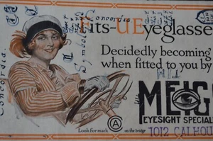 Junge Frau Autofahrer Stift Tintenlöscher Meigs Werbung Brille - Bild 1 von 4